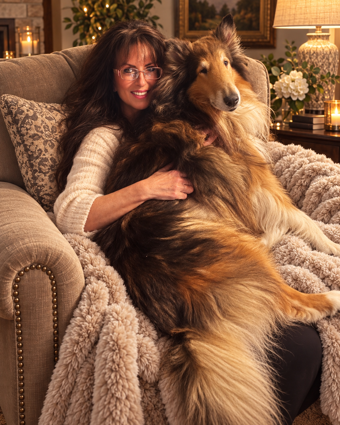 Bogart curled across Jill’s lap at home