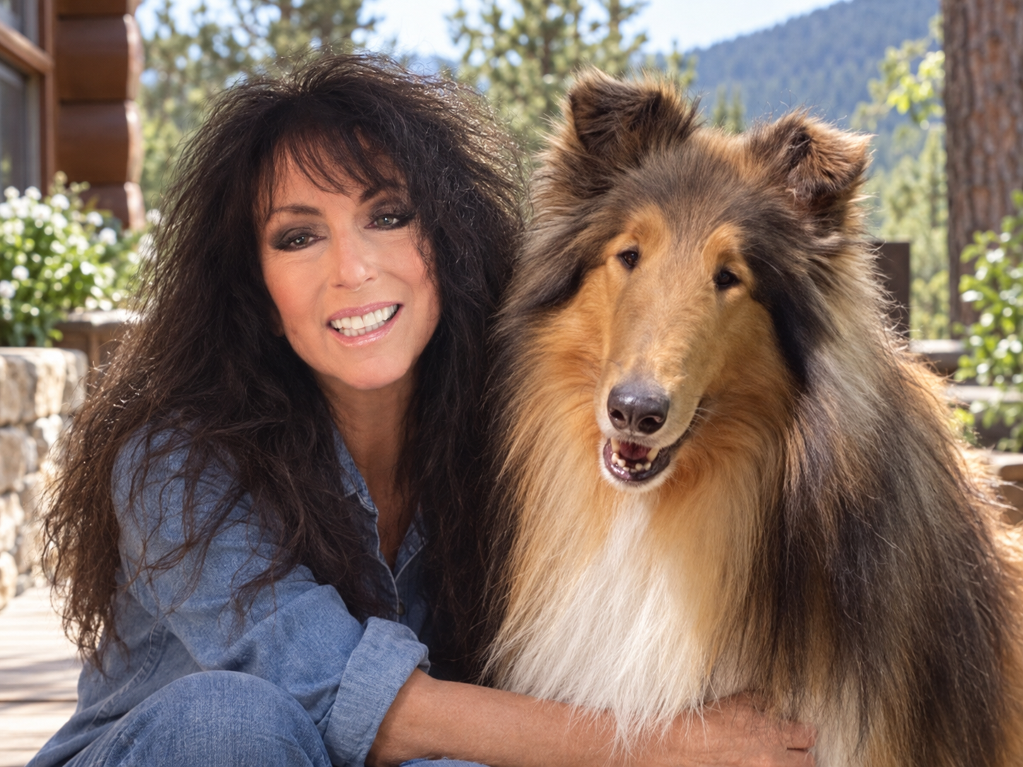 Jill Lanese with Bogart at the mountain retreat
